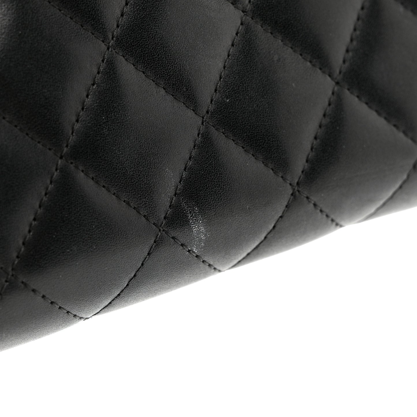 Calfskin Quilted Cambon Large Gusset Zip Around Wallet Black