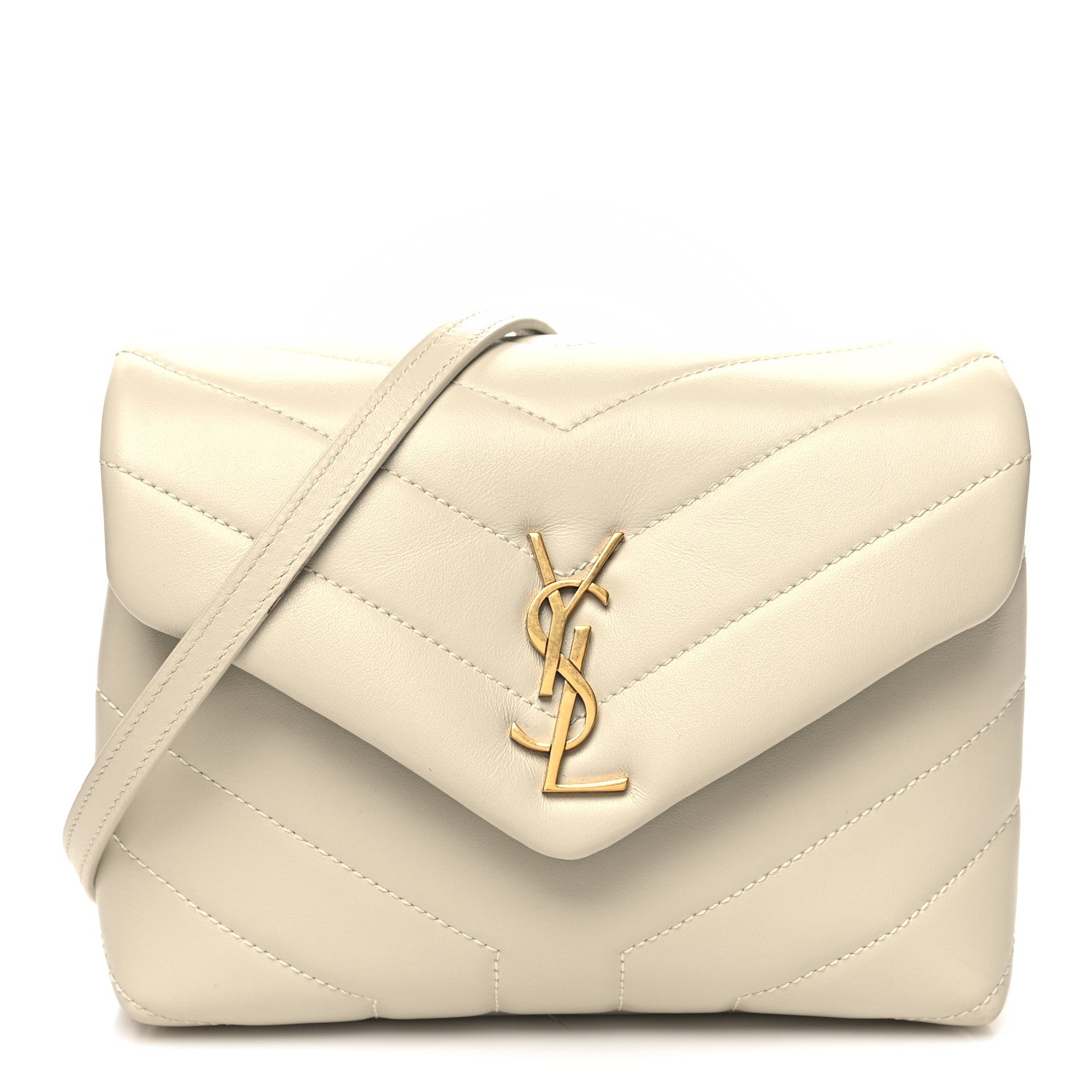 Saint Laurent Calfskin Y Quilted Monogram Toy Loulou Crossbody Bag Blanc Vintage 1 of 13