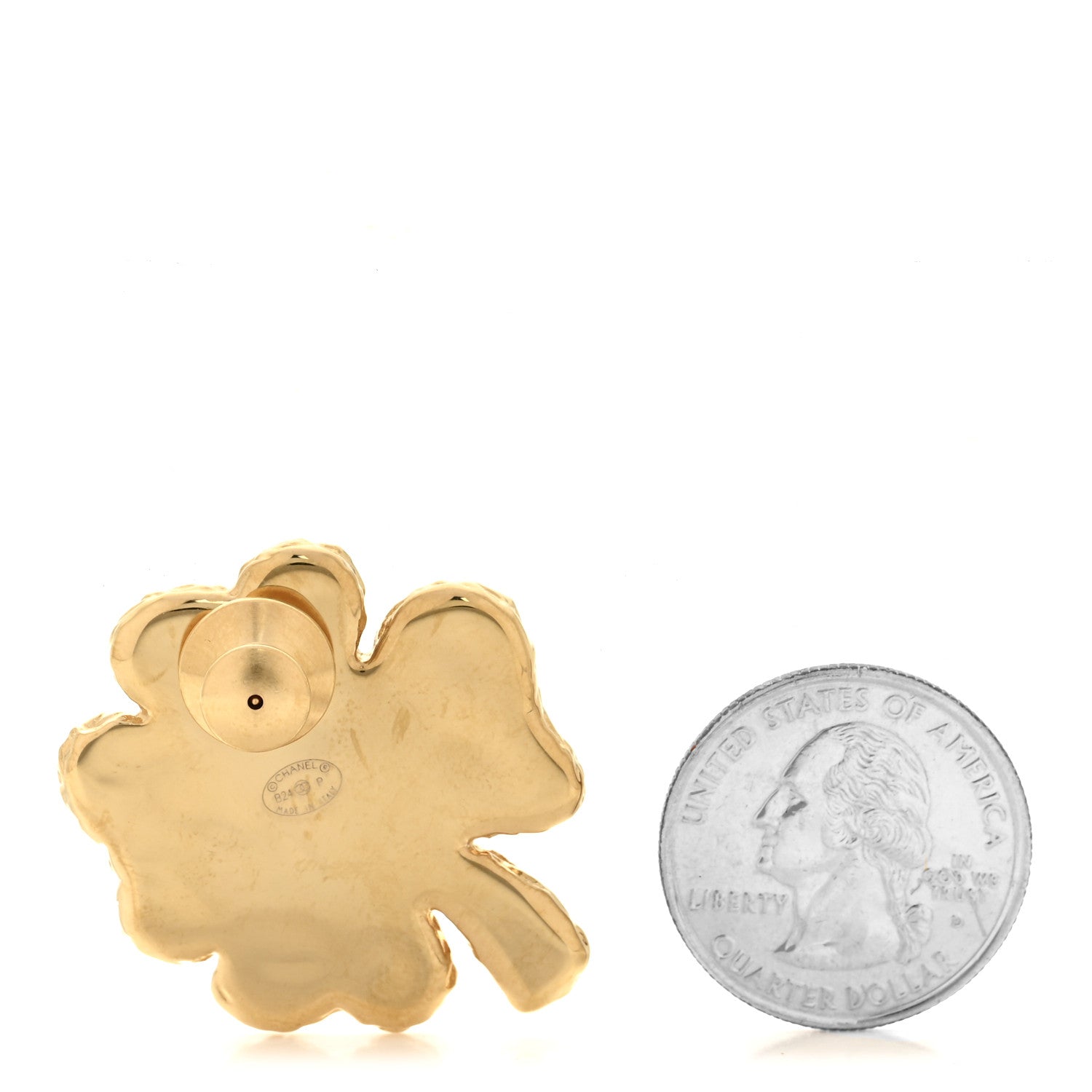 Chanel Resin Metal CC Clover Brooch Gold Black 2 of 4