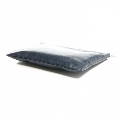 Chanel Caviar CC Flat Cosmetic Pouch Navy Blue 4 of 8