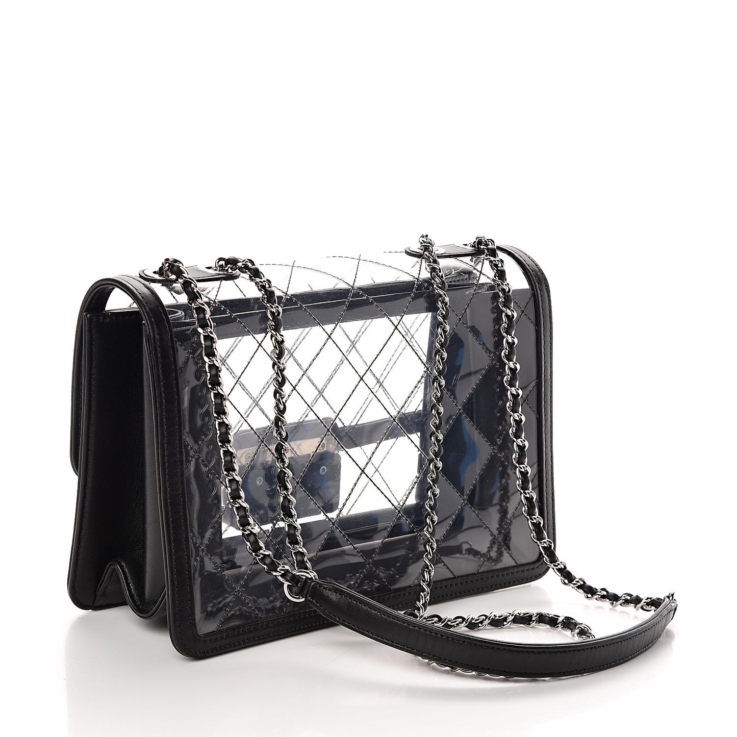 PVC Lambskin Quilted Beauty Lock Flap Black