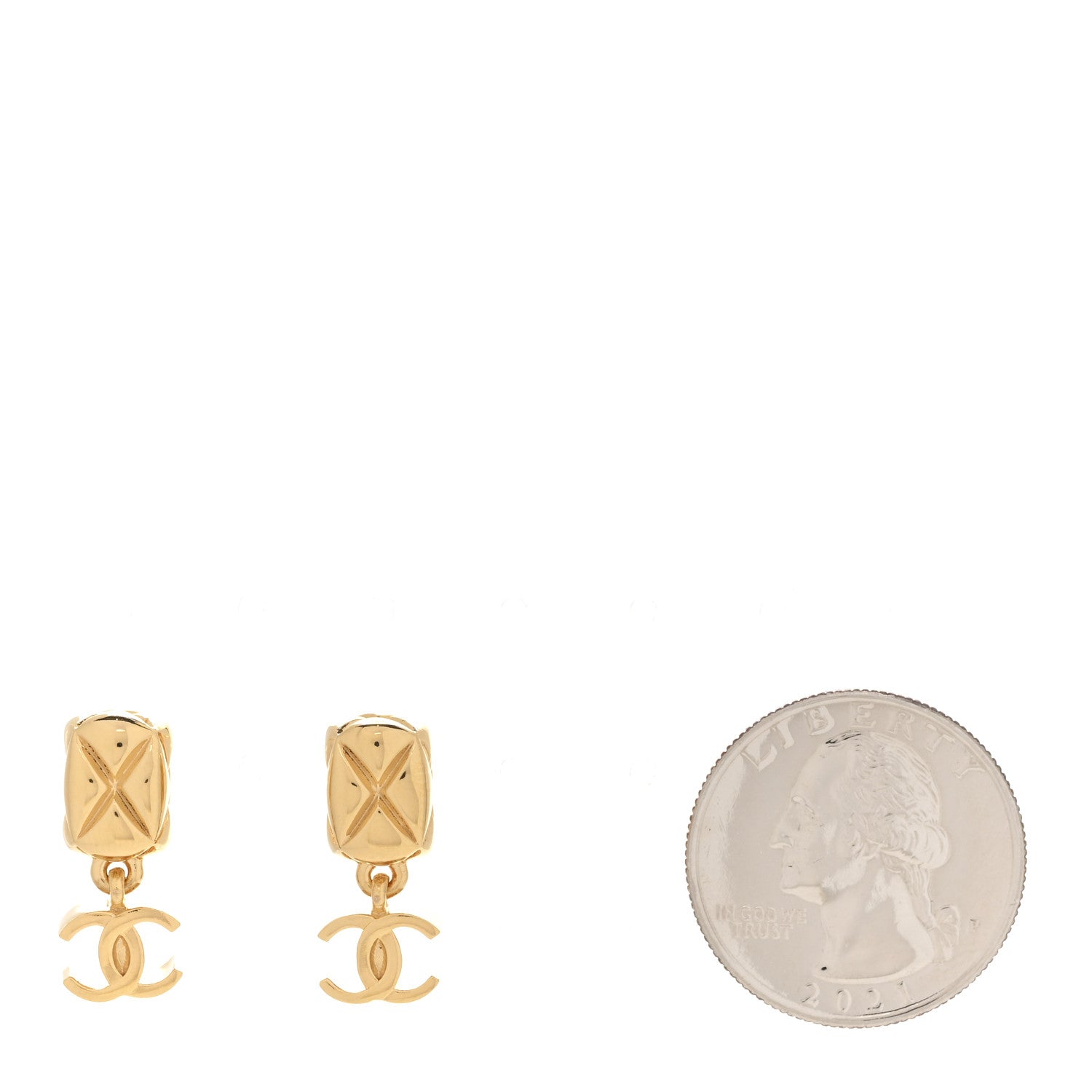 Chanel Metal CC Drop Earrings Gold 2 of 5