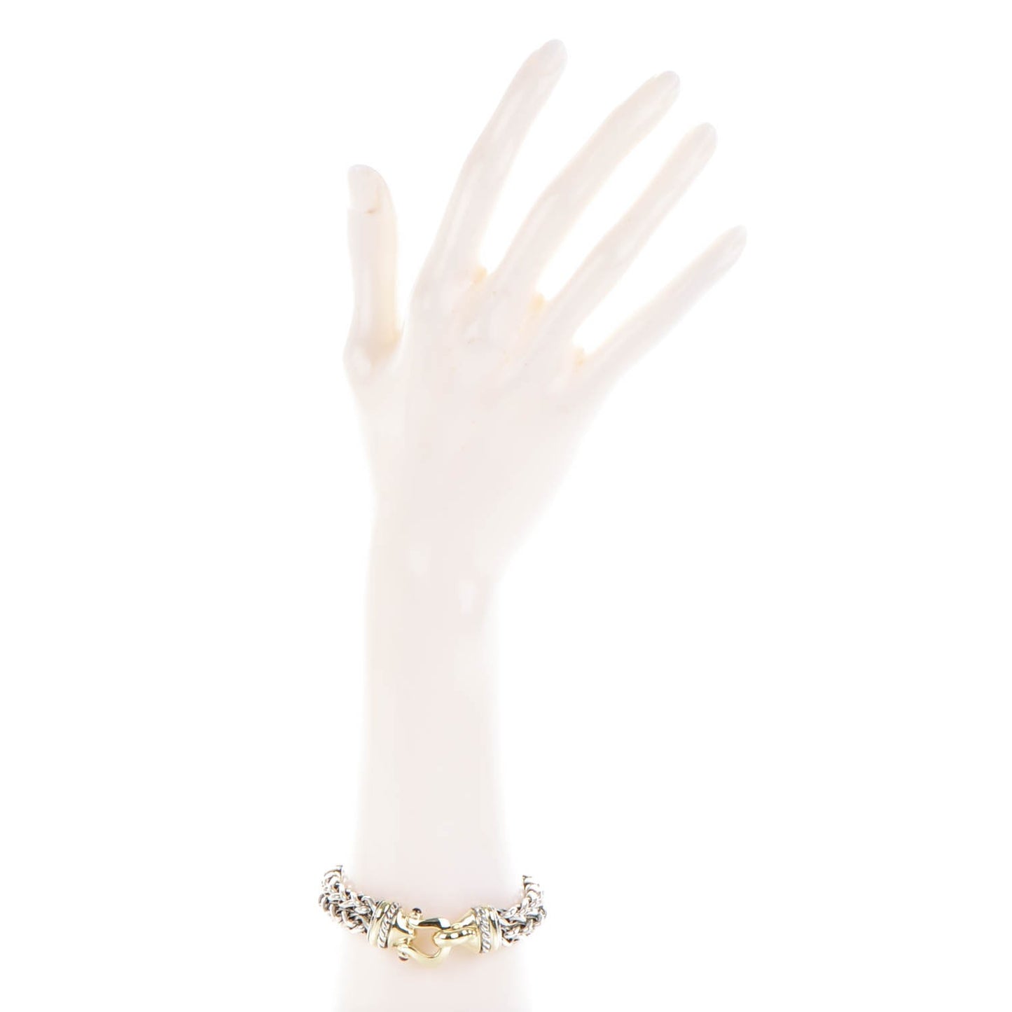 Sterling Silver 14K Yellow Gold Red Tourmaline Double Wheat Buckle Bracelet