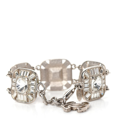 Chanel Crystal CC Cuff Bracelet Silver 3 of 4