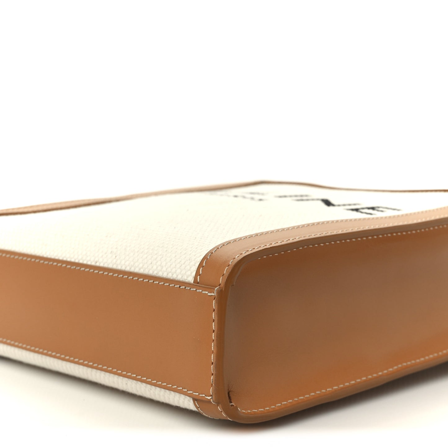 Canvas Calfskin Mini Vertical Cabas Natural Tan