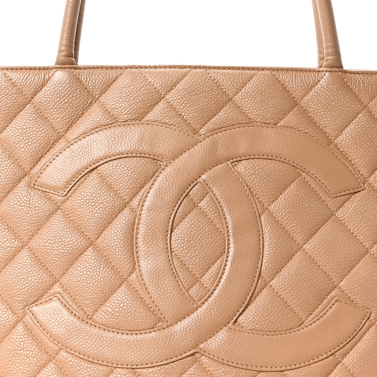 Caviar Quilted Medallion Tote Beige