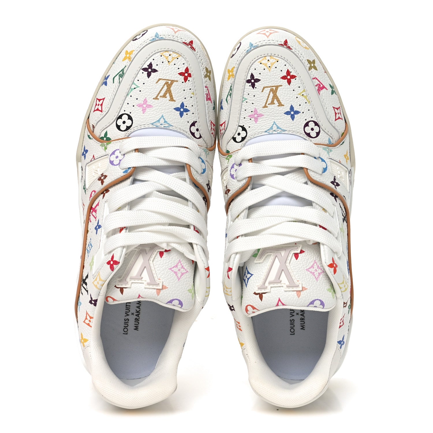 Louis Vuitton LV X TM Calfskin Monogram Multicolor Womens LV Trainer Sneakers 39 White Multicolor 2 of 11