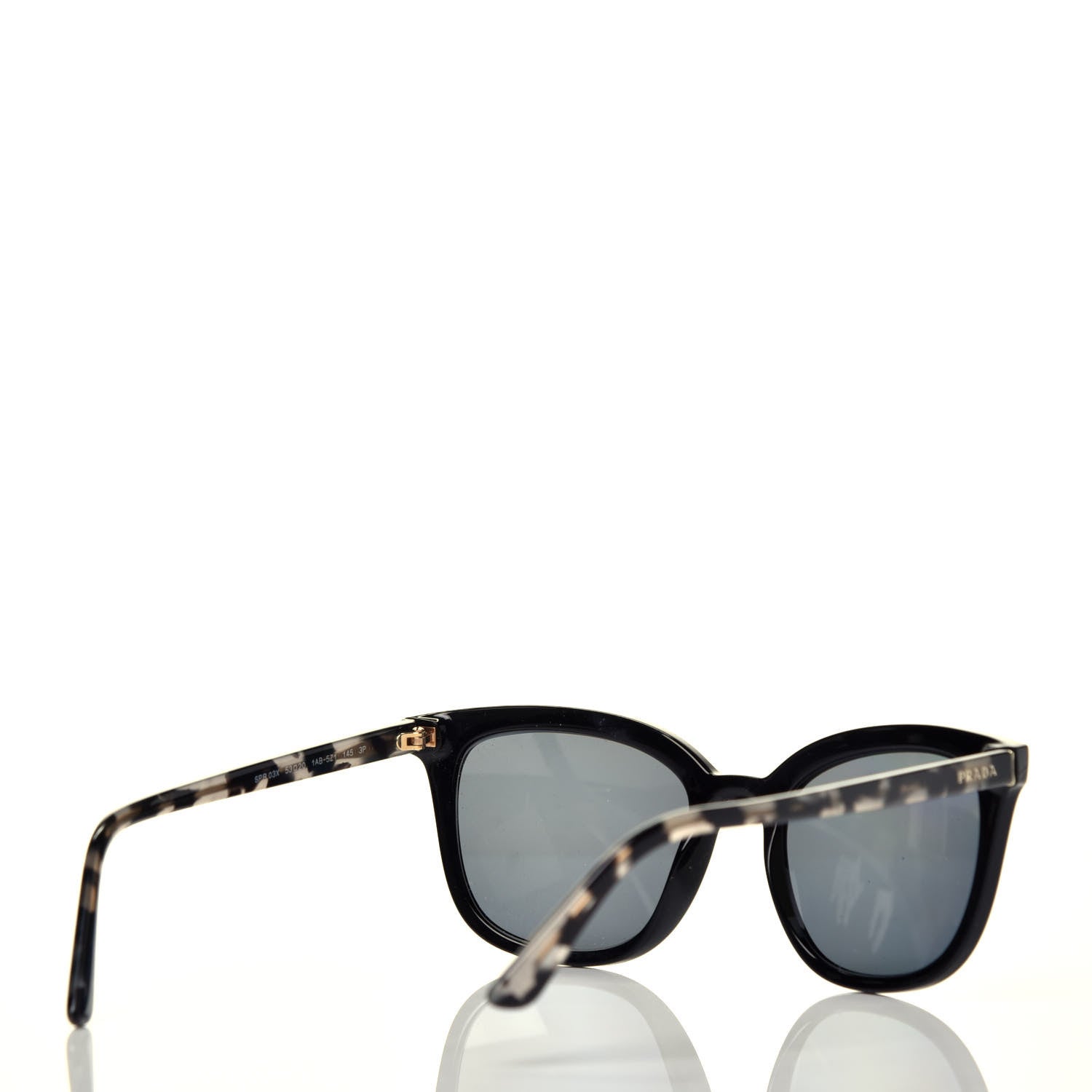 Prada Acetate Polarized Pillow Cat Eye Sunglasses SPR 03X Black Tortoise 4 of 7