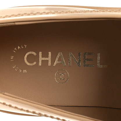Chanel Shiny Calfskin Logo Loafers 40 Beige 9 of 12