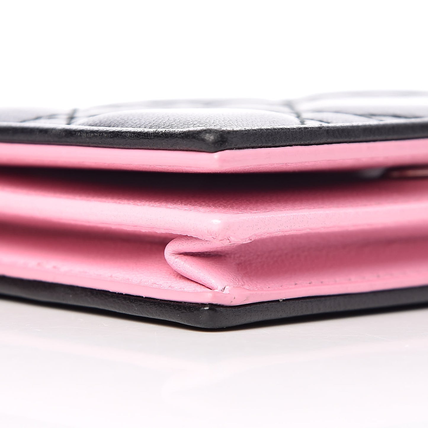 Lambskin Cannage Bi-Color Small Lady Dior Flap Card Holder Black Pink