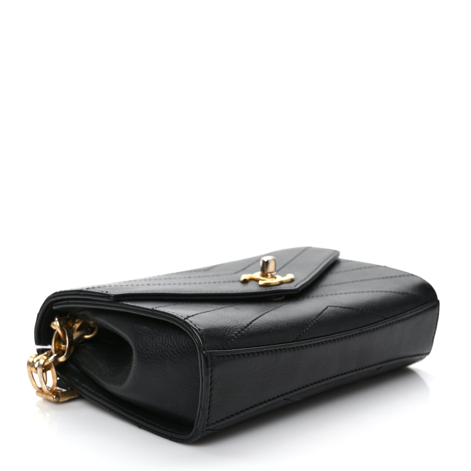 Chanel Calfskin Chevron Stitched Coco Waist Bag Black 4 of 9