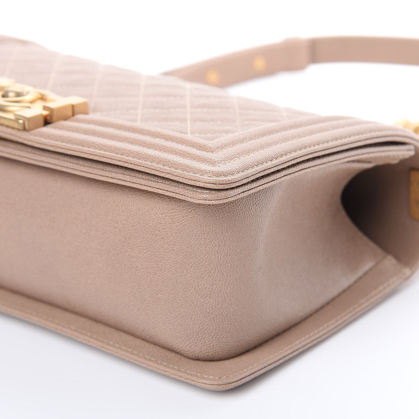 Caviar Quilted Medium Boy Flap Dark Beige