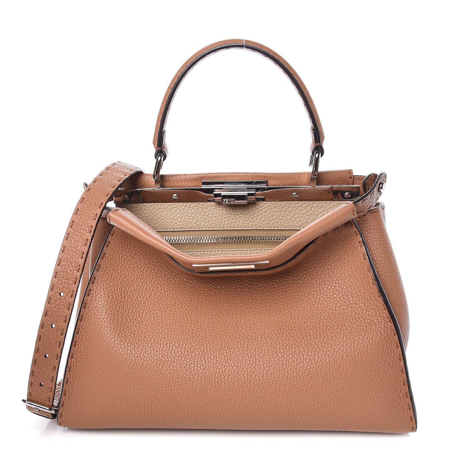 Cuoio Romano Selleria Bi-Color Medium Peekaboo Iconic Satchel Mou Deserto