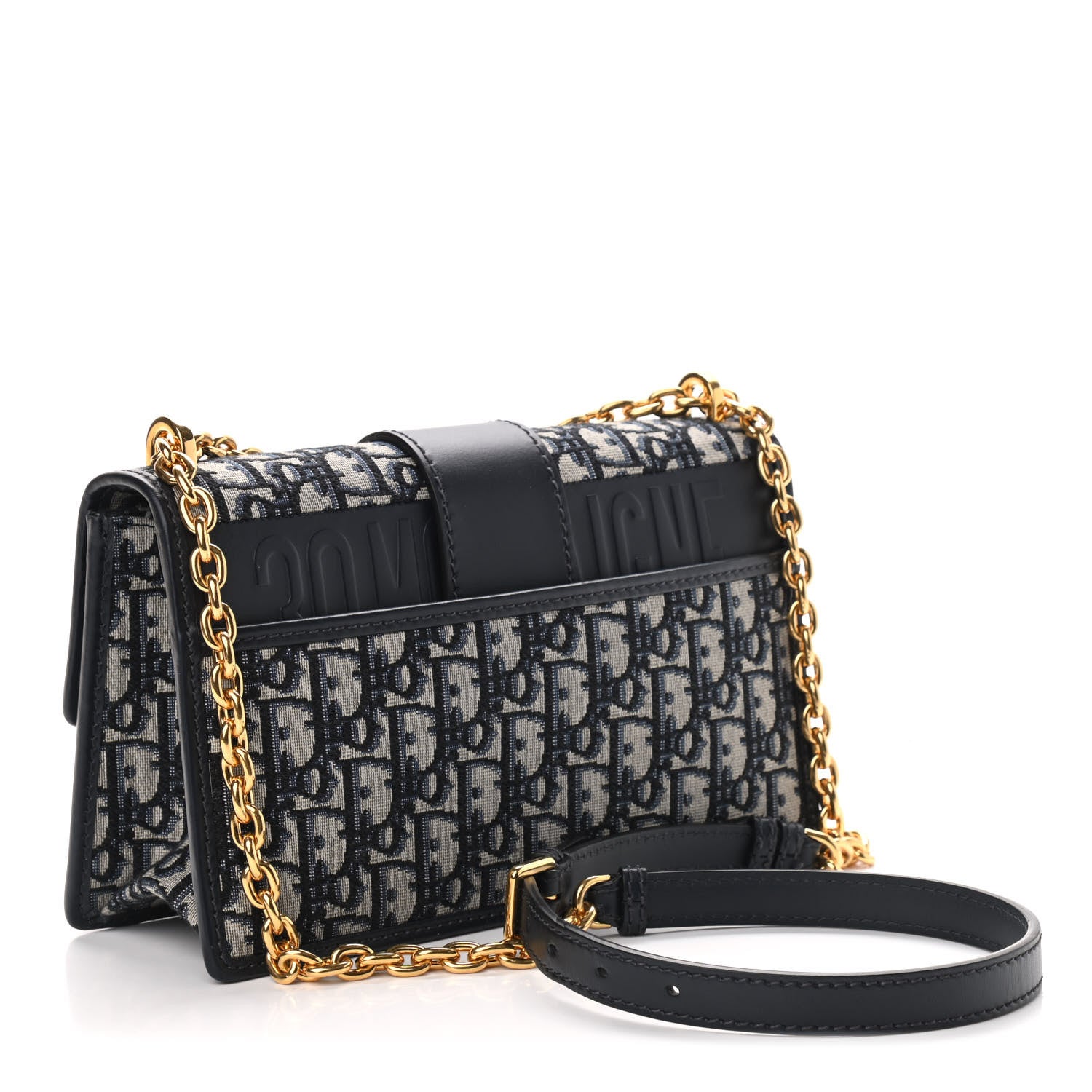 Christian Dior Oblique 30 Montaigne Chain Flap Bag Blue 3 of 8