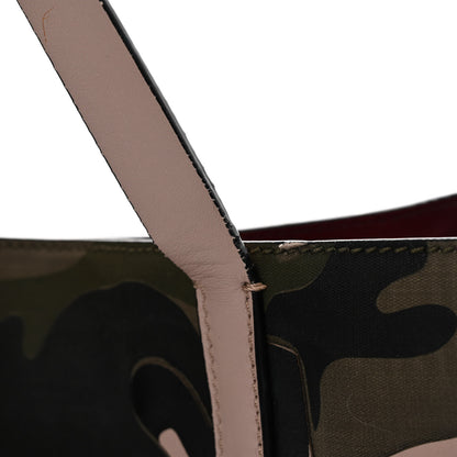 Valentino Garavani Nappa Canvas Camo Medium Rockstud Soft Tote Water Rose 12 of 16