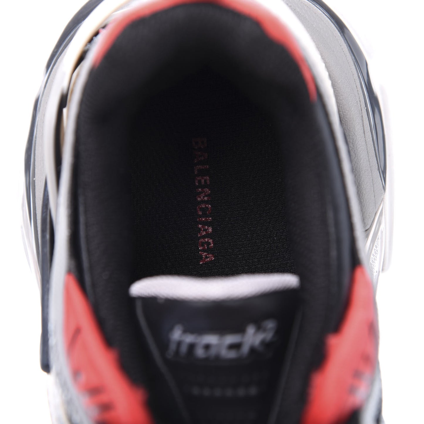 Rubber Mesh Bi-Color Womens Track.2 Open Sneakers 36 Black Grey Red