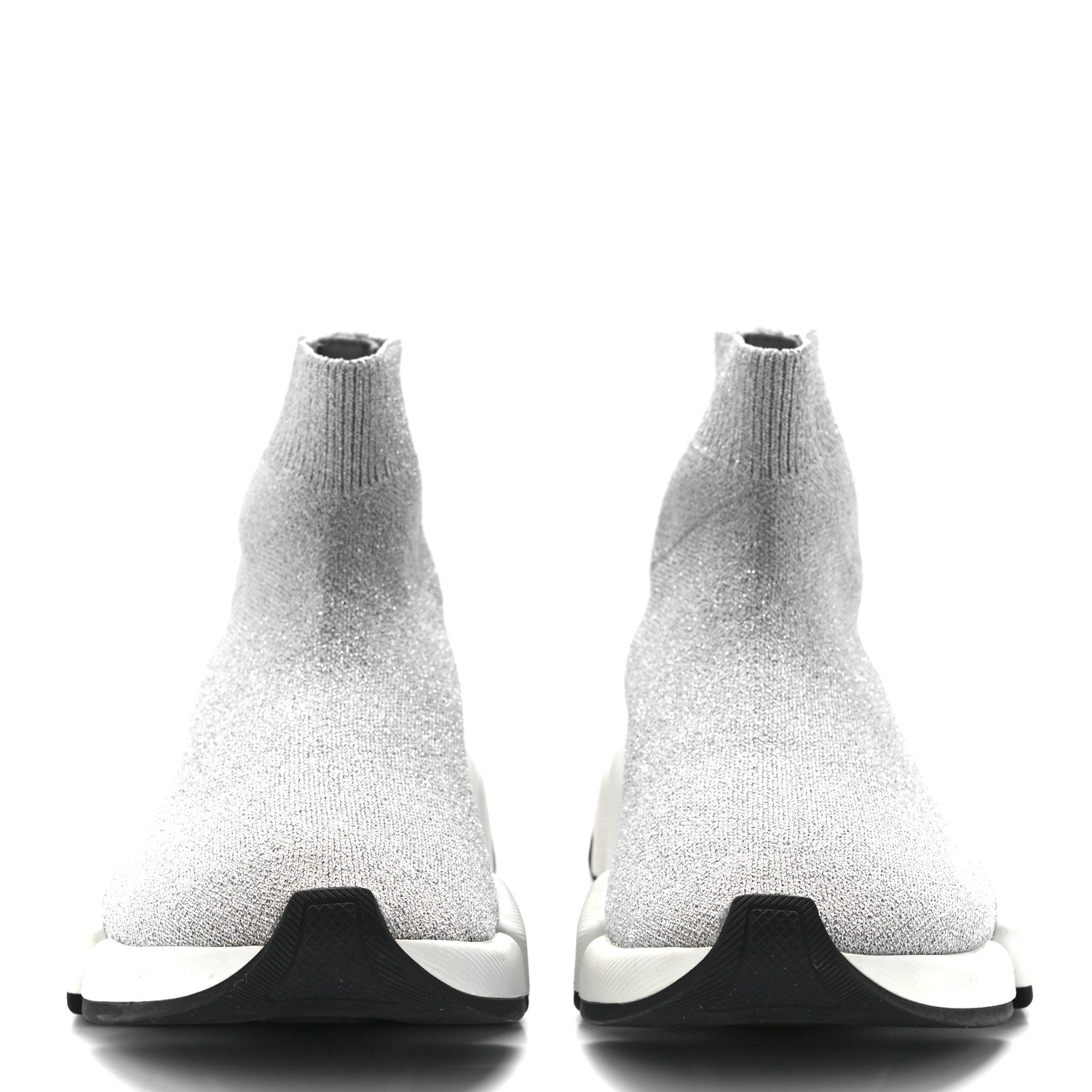Balenciaga Laminated Knit Bi-Color Sole Womens Speed 2.0 Sneakers 37 Silver White Black 2 of 9
