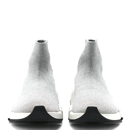 Balenciaga Laminated Knit Bi-Color Sole Womens Speed 2.0 Sneakers 37 Silver White Black 2 of 9