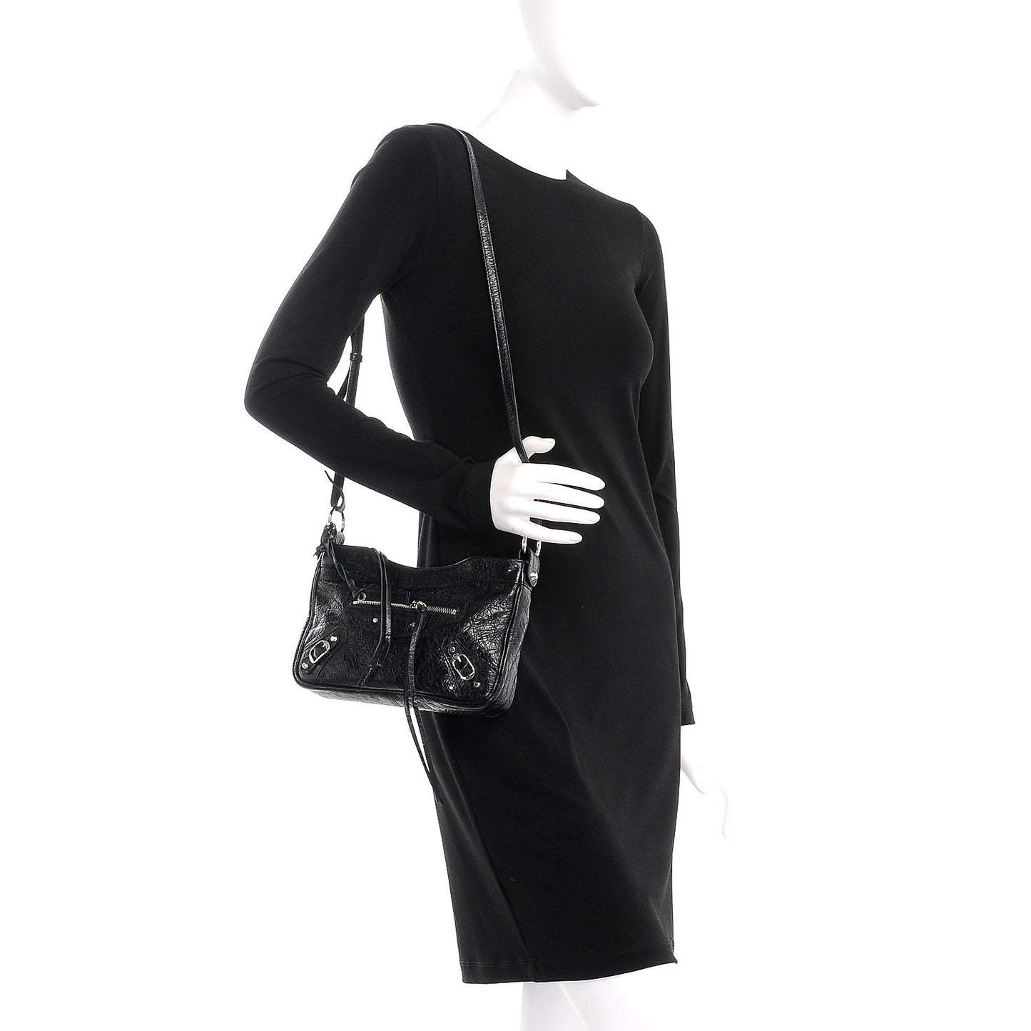 Agneau Classic Silver Hardware Hip Black