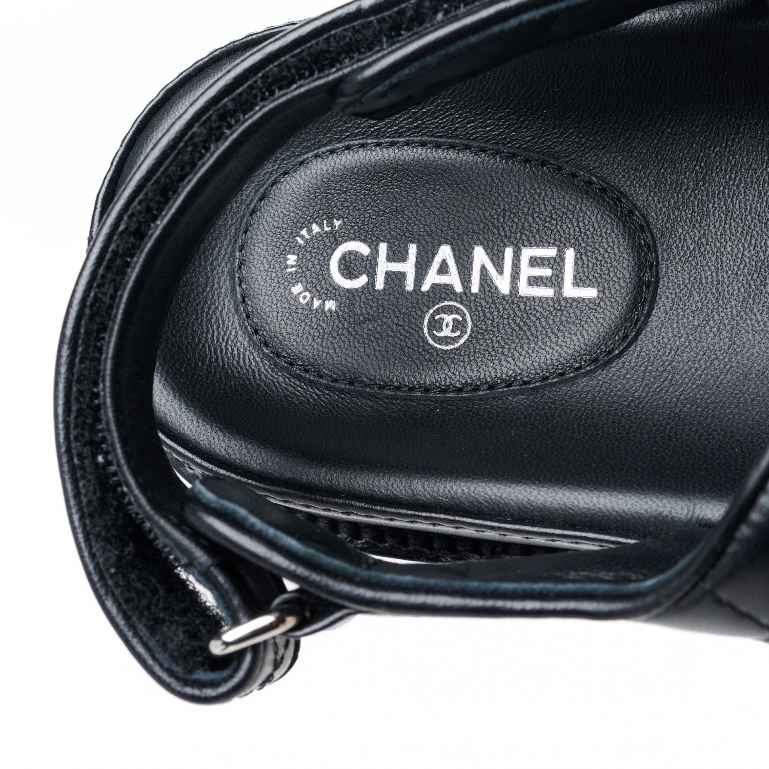 Chanel Lambskin Velcro Dad Sandals 39.5 Black 8 of 9