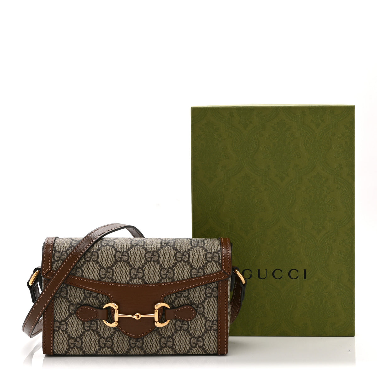 Gucci GG Supreme Monogram Mini Horsebit 1955 Shoulder Bag Beige Brown Sugar 11 of 12