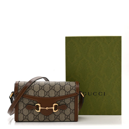 Gucci GG Supreme Monogram Mini Horsebit 1955 Shoulder Bag Beige Brown Sugar 11 of 12