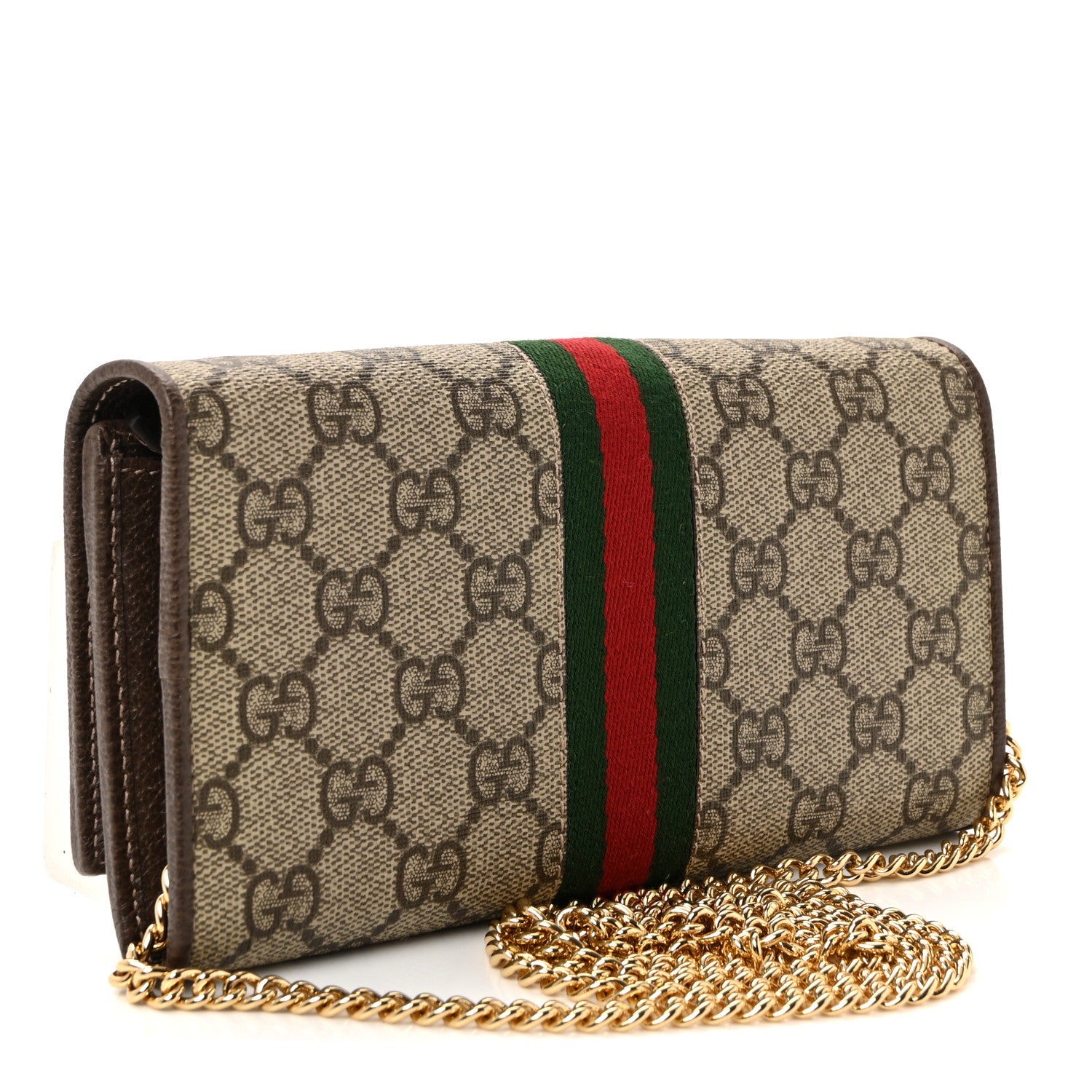 Gucci GG Supreme Monogram Web Ophidia Wallet On Chain Brown 3 of 11
