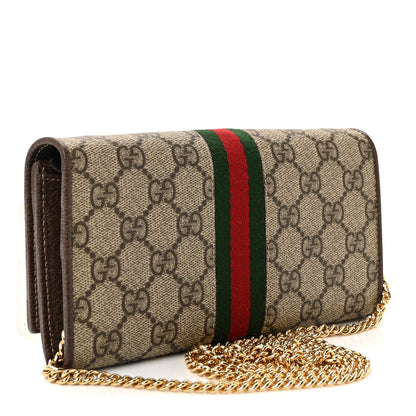 Gucci GG Supreme Monogram Web Ophidia Wallet On Chain Brown 3 of 11