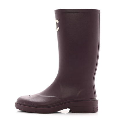 Chanel Caoutchouk CC High Boots 37 Dark Purple 1 of 8