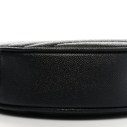 Saint Laurent Grain De Poudre Matelasse Chevron Quilted Round Vinyle Camera Bag Black 9 of 11