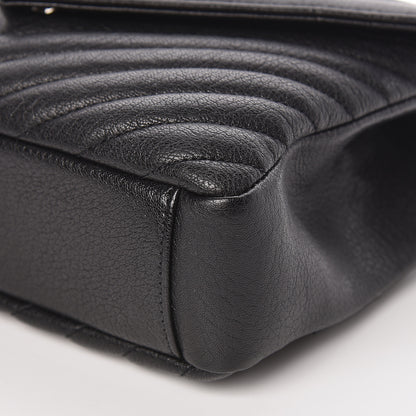 Saint Laurent Sheepskin Matelasse Chevron Monogram Medium College Bag Black 9 of 10