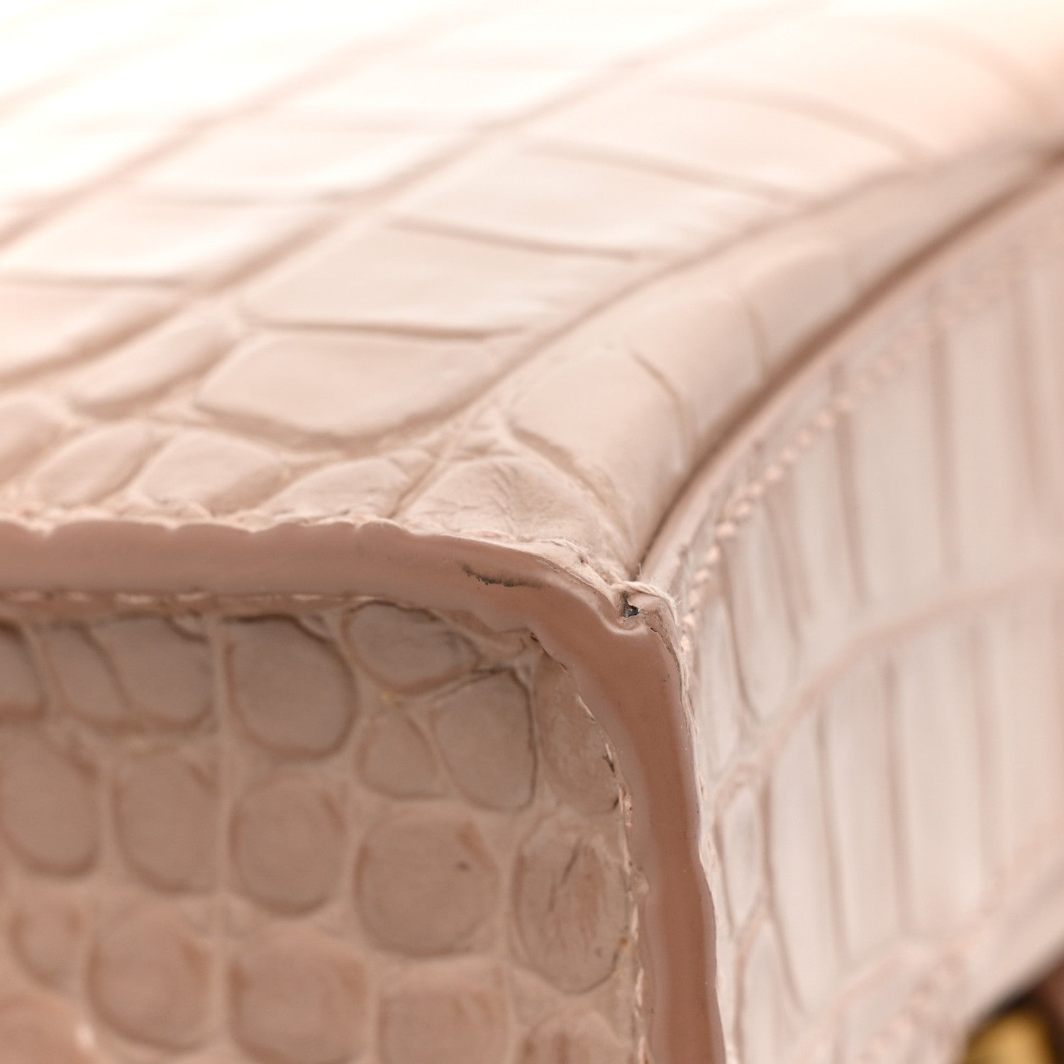 Balenciaga Shiny Calfskin Crocodile Embossed Hourglass Chain Bag Nude Beige 13 of 13