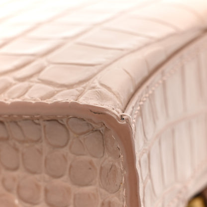 Balenciaga Shiny Calfskin Crocodile Embossed Hourglass Chain Bag Nude Beige 13 of 13