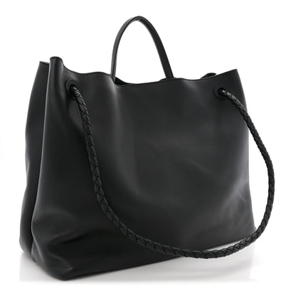 Bottega Veneta Silky Calfskin Large Andiamo Shoulder Bag Black 3 of 9