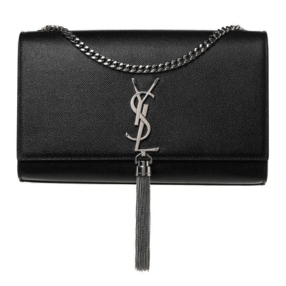 Saint Laurent Grain De Poudre Medium Classic Monogram Kate Tassel Satchel Black 1 of 9