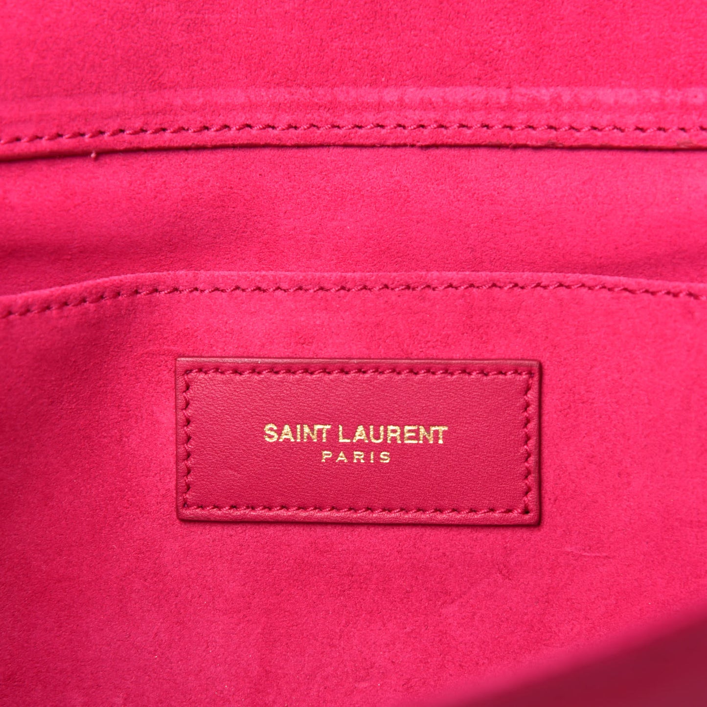 Calfskin Classic Y Ligne Clutch Fuchsia