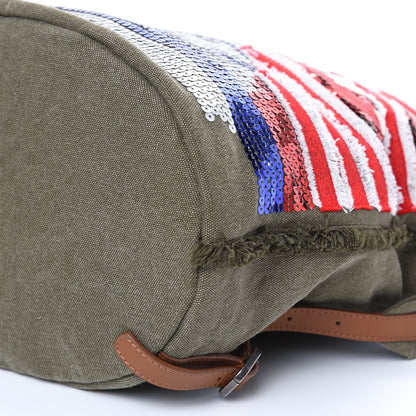 Chanel Canvas Sequins Cubano Trip Backpack Khaki 8 of 8