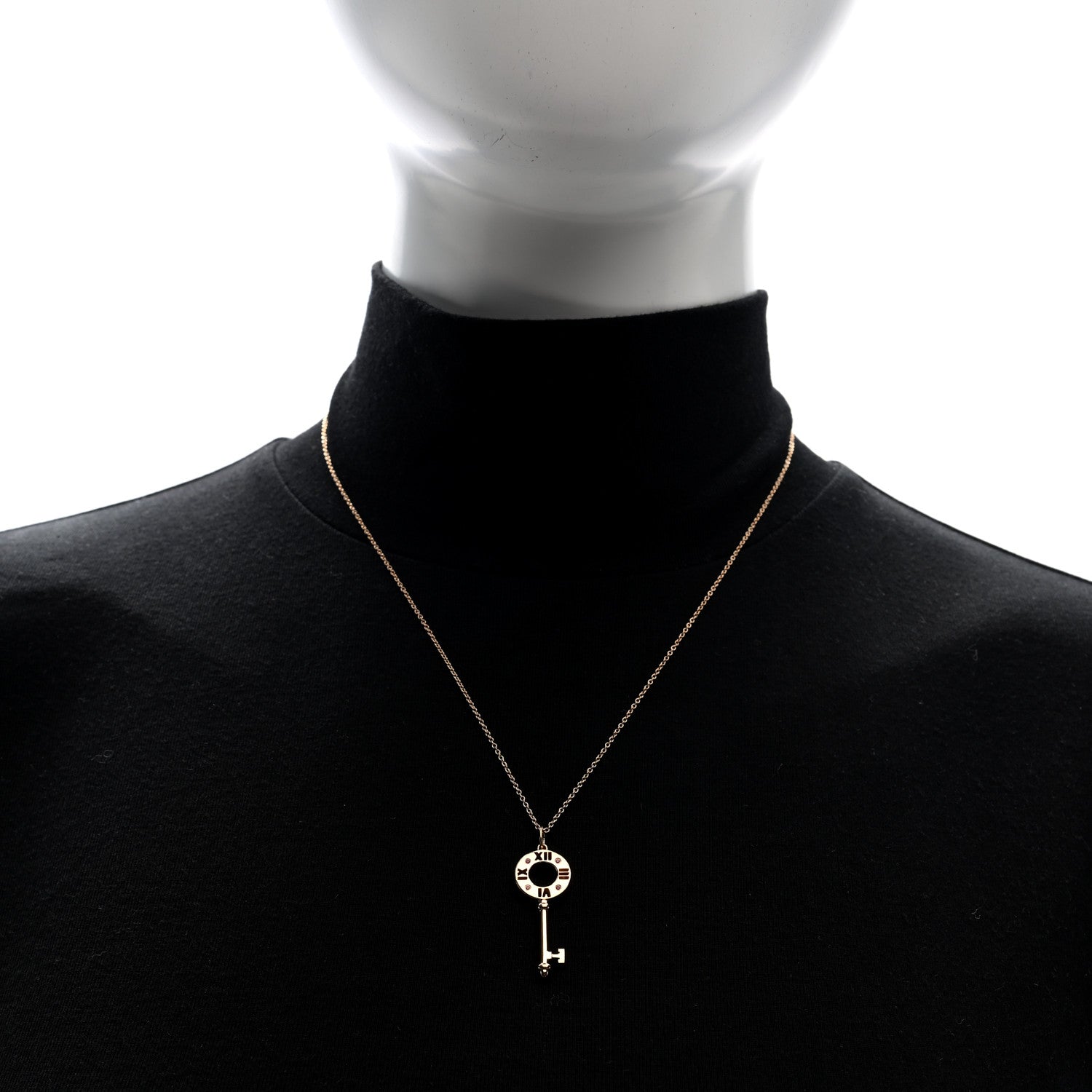Tiffany 18K Rose Gold Ruby Atlas Pierced Key Pendant Necklace 2 of 5