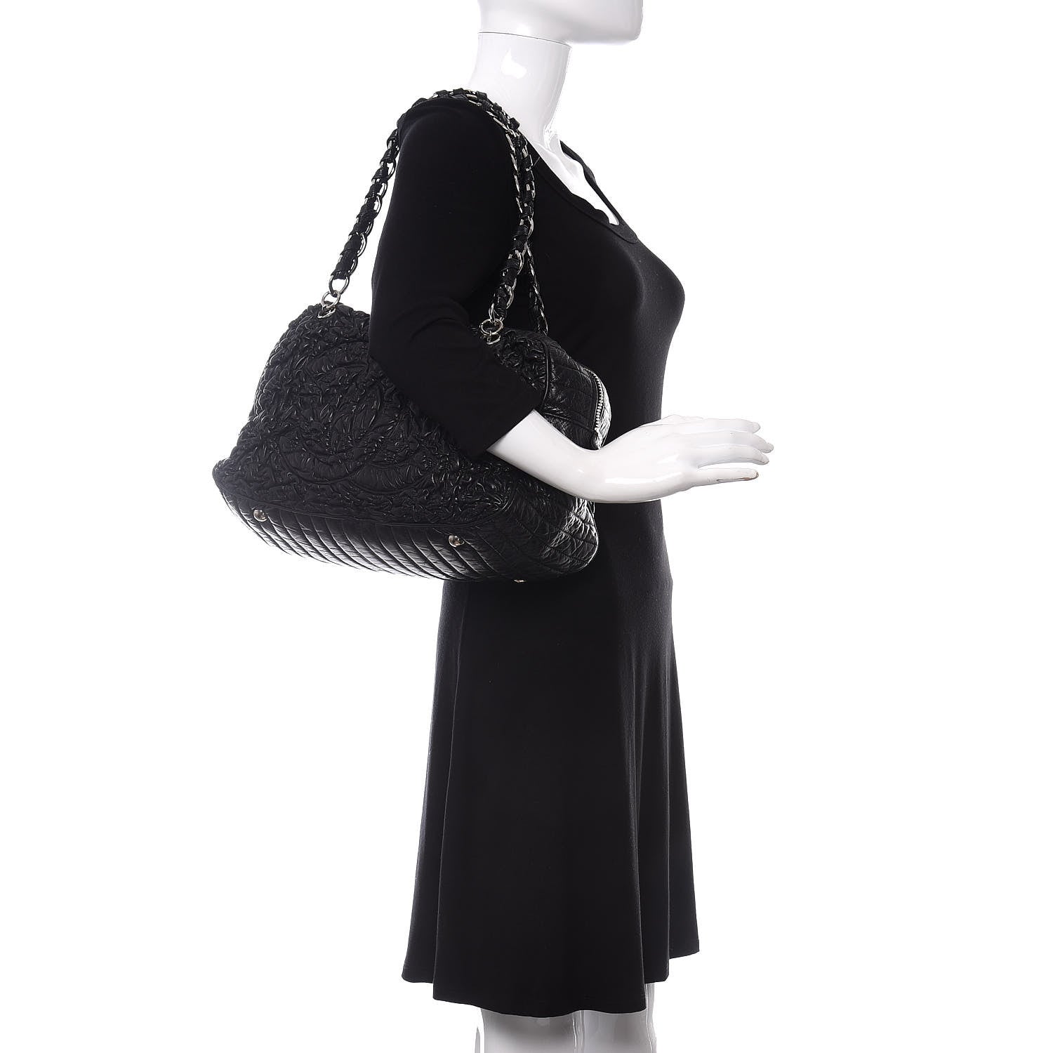 Chanel Lambskin Astrakan Bowler Black 2 of 10