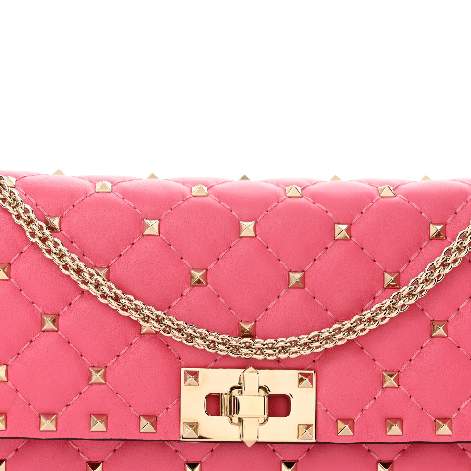 Valentino Garavani Nappa Rockstud Spike Wallet On Chain Shadow Pink 8 of 10