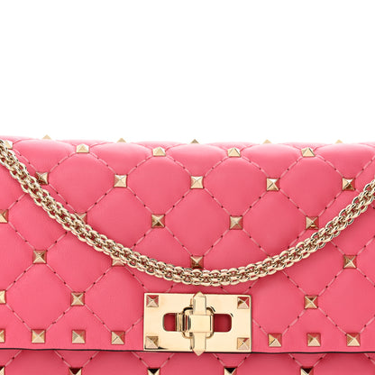 Valentino Garavani Nappa Rockstud Spike Wallet On Chain Shadow Pink 8 of 10