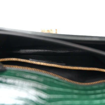 Saint Laurent Calfskin Crocodile Embossed Monogram Cassandra Clasp Bag Dark Mint 5 of 12