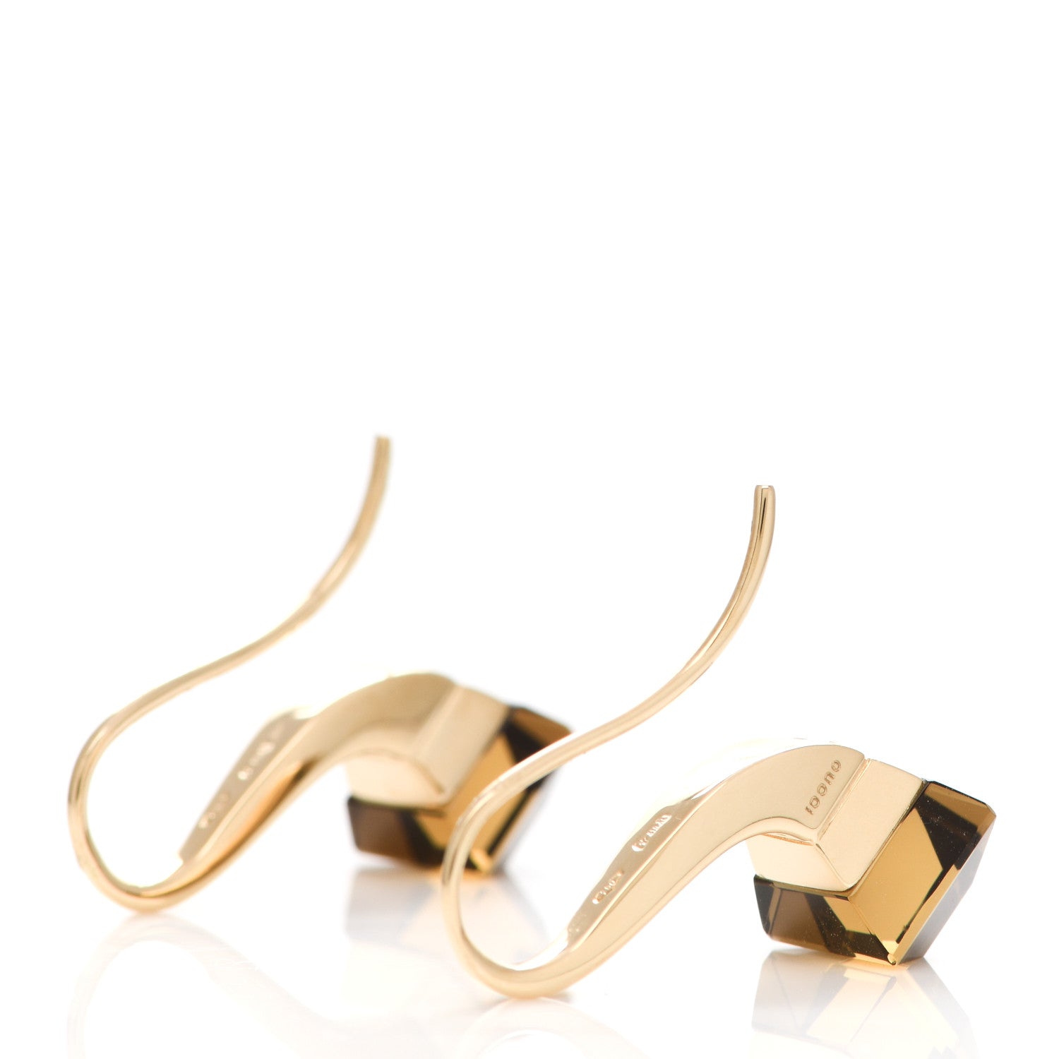 Gucci 18K Yellow Gold Smoky Quartz Chiodo Drop Earrings 3 of 6