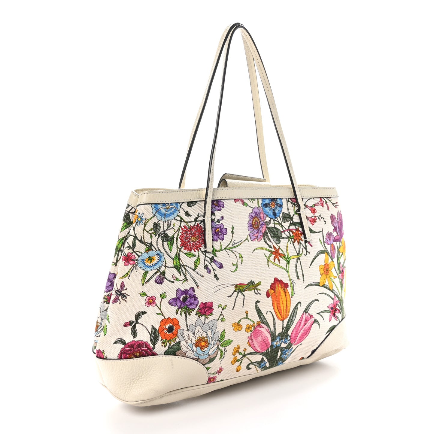 Canvas Floral Flora Tote White