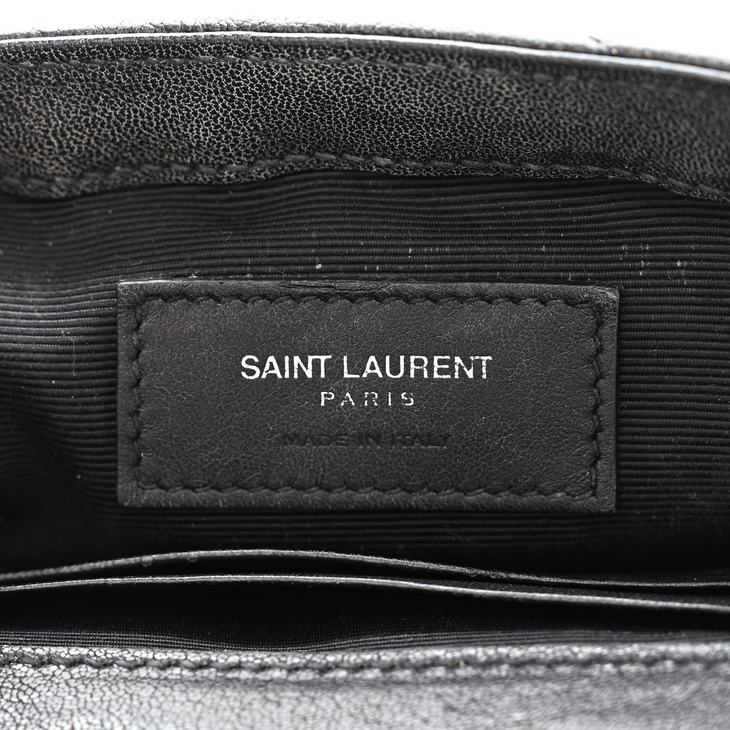 Saint Laurent Sheepskin Matelasse Chevron Monogram College Chain Wallet Black 6 of 10
