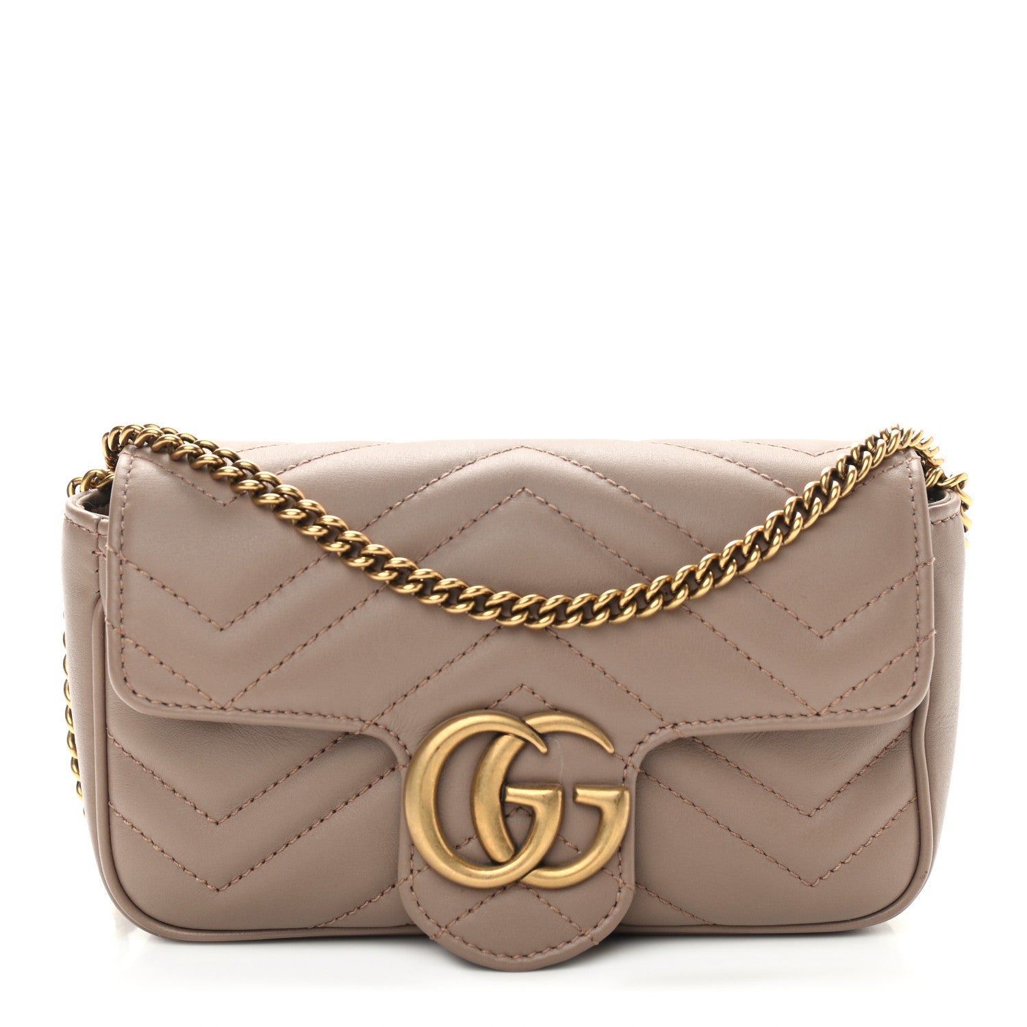 Gucci Calfskin Matelasse Super Mini GG Marmont Shoulder Bag Porcelain Rose 1 of 10