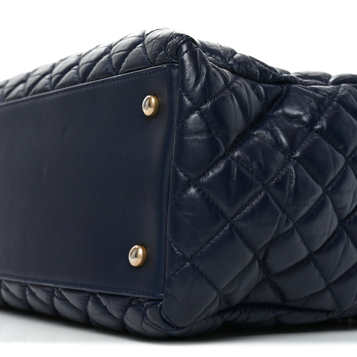 Chanel Aged Calfskin Quilted Medium Coco Handle Shopping Tote Navy 10 of 10