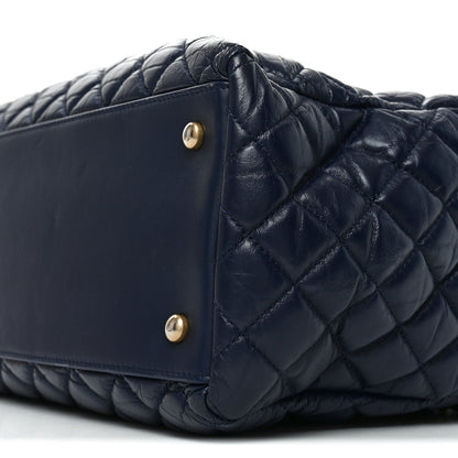 Chanel Aged Calfskin Quilted Medium Coco Handle Shopping Tote Navy 10 of 10