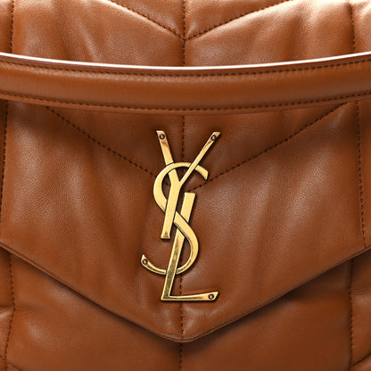 Saint Laurent Lambskin Quilted Medium Loulou Puffer Monogram Chain Satchel Miel Dark 8 of 13