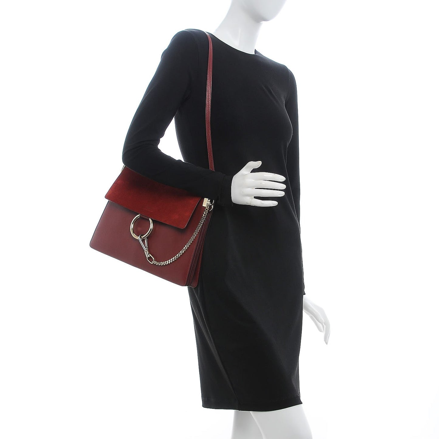 Calfskin Suede Medium Faye Shoulder Bag Plum Purple